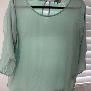Blouse 3/4 wide slit sleeve. Mint green.